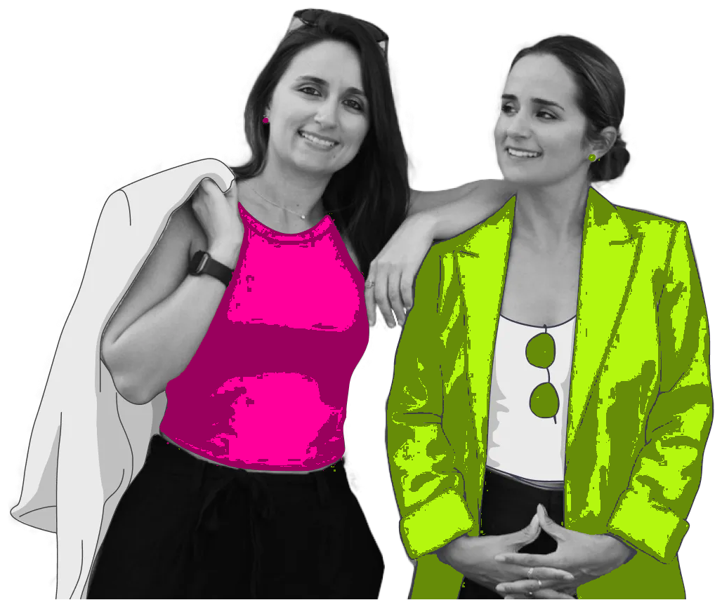 Illustration of Swann and Roxy, the two sisters behind duoand.co